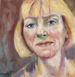 Portret Thecla | olie op sloophout | 24 x 24 cm
